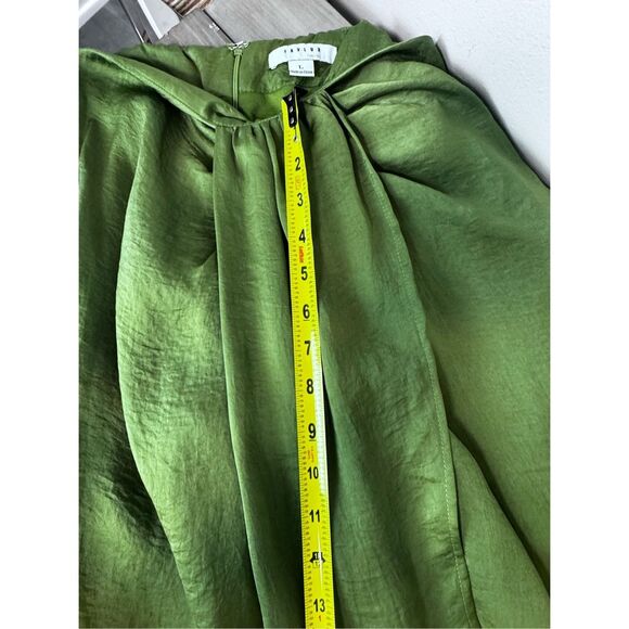 Nordstrom Rack Favlux Green Faux Wrap Shimmer Maxi Skirt Size Large - Picture 14 of 16